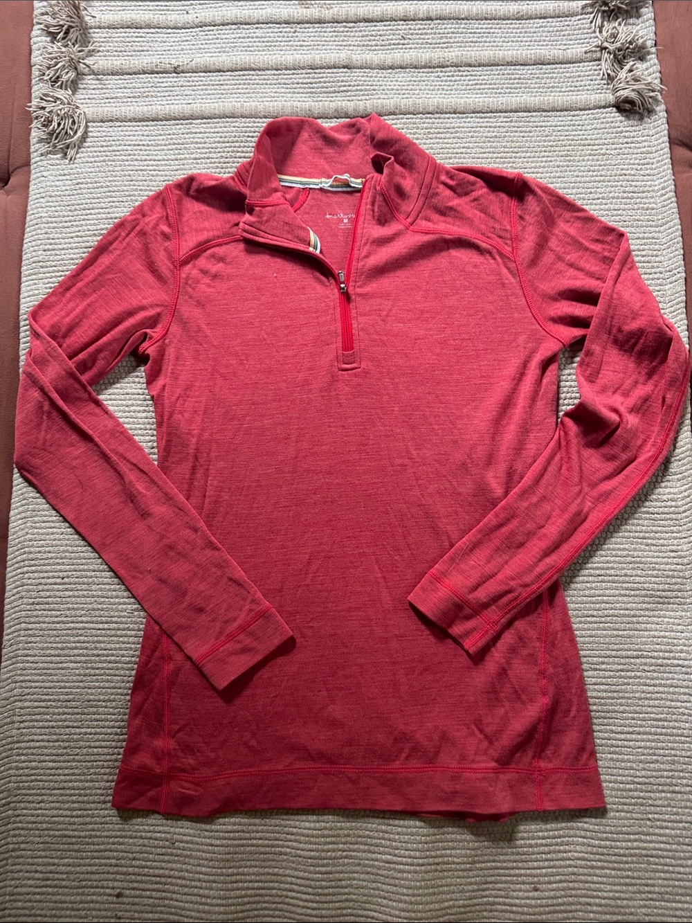 Smartwool zip top 250 merino wool base layer 1/4 zip masala red women’s M EUC